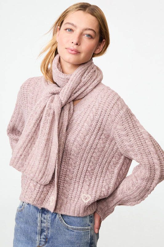 Roller Rabbit Womens Mauve Cable Knit Scarf