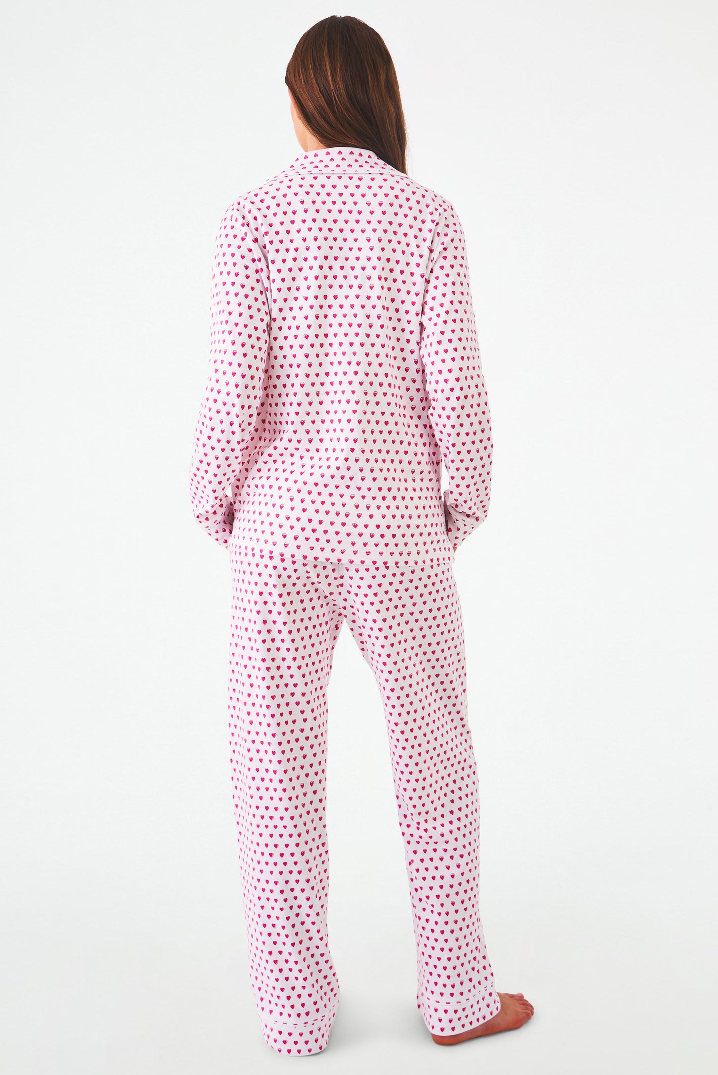 Roller Rabbit Pink Hearts Long Sleeve Polo Pajamas