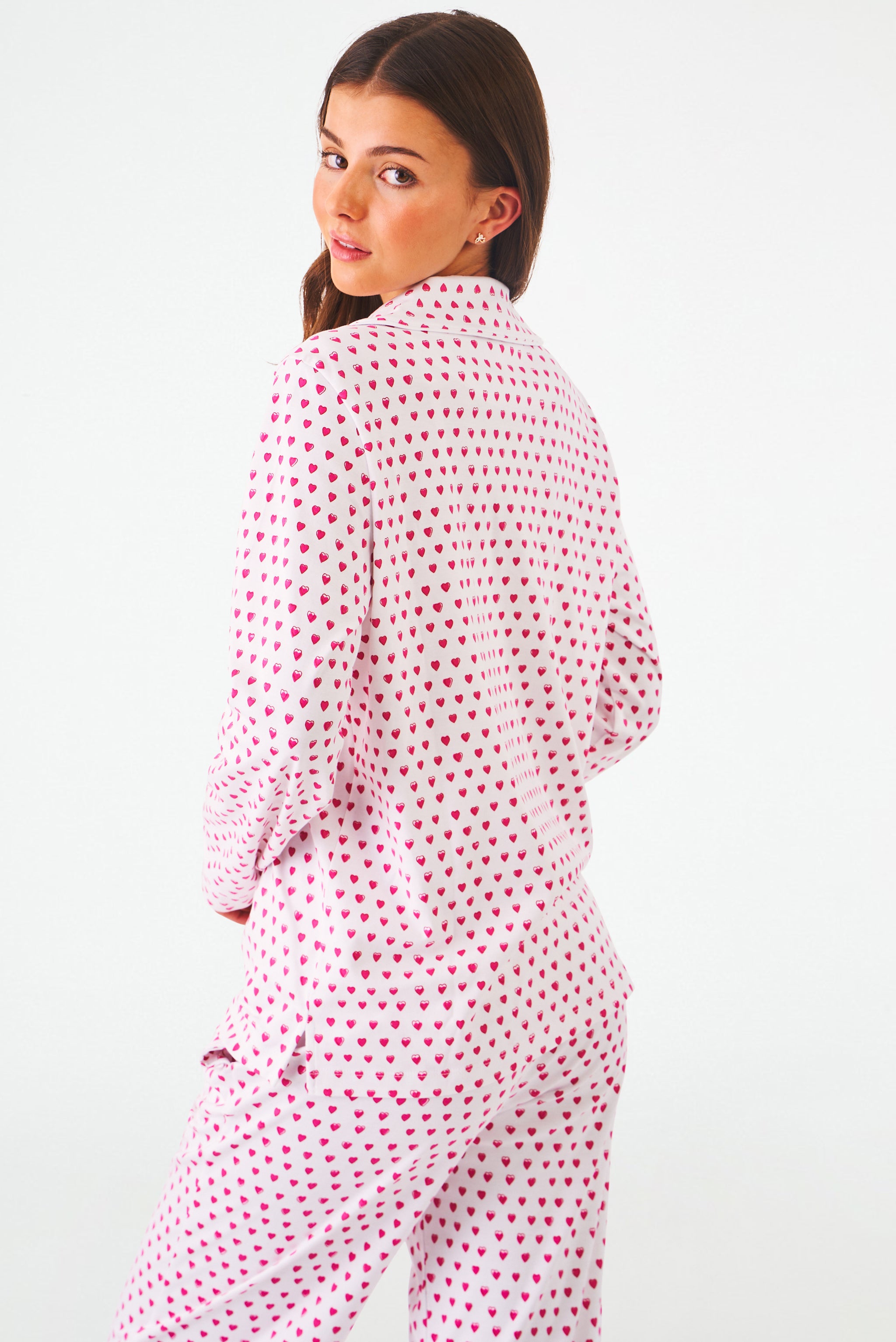 Hearts Long Sleeve Polo Pajamas | Roller Rabbit