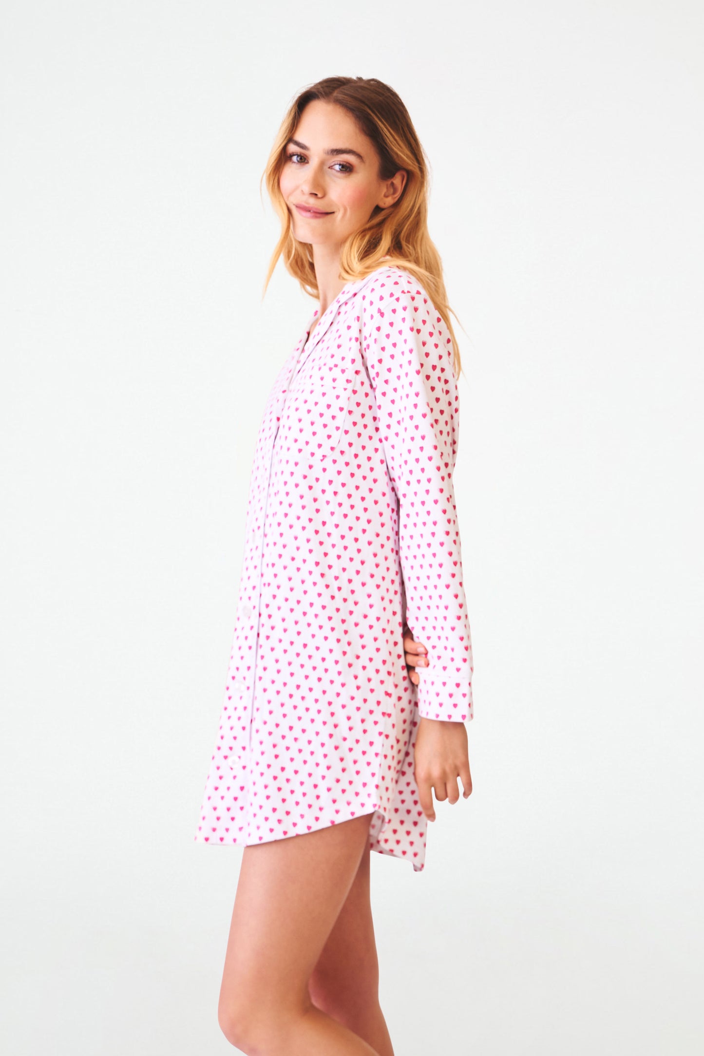 Roller Rabbit Pink Hearts Perlita Lounge Dress