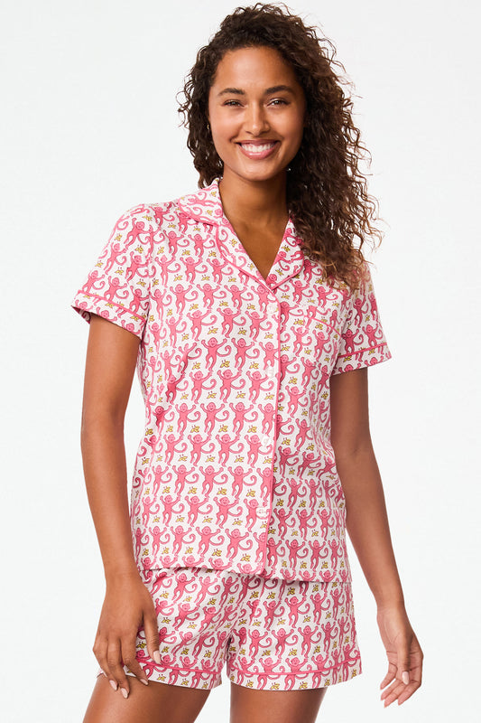 Roller Rabbit Pink Monkey Polo Pajamas