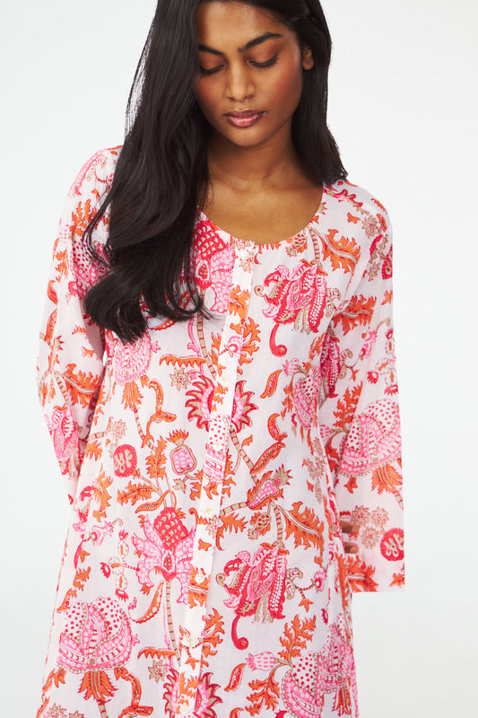 Orange and Pink Floral Dress view 1