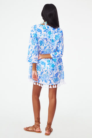 Womens Blue Floral Coverup