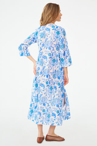 Blue Floral Button Up Dress