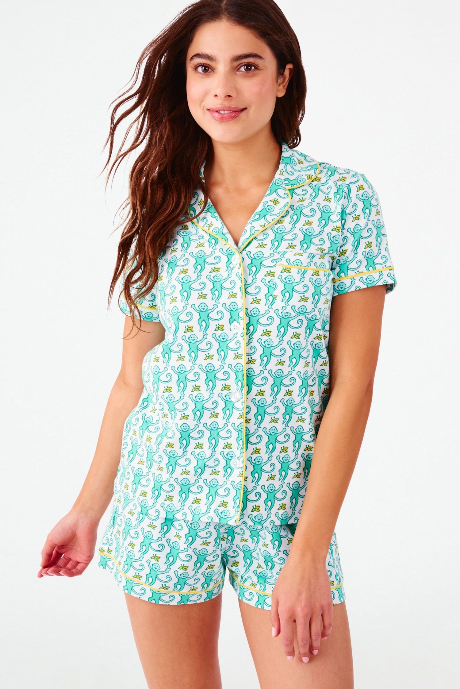 Roller Rabbit Aqua Monkey Polo Pajamas