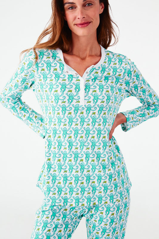 Roller Rabbit Aqua Monkey Pajamas