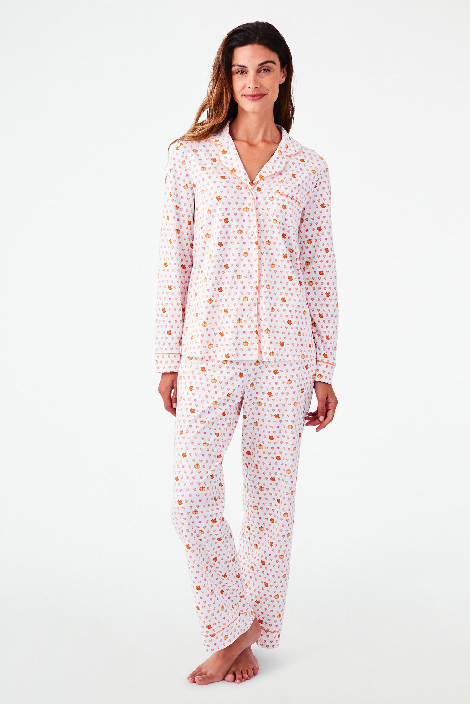 Roller Rabbit Autumn Hearts Long Sleeve Polo Pajamas