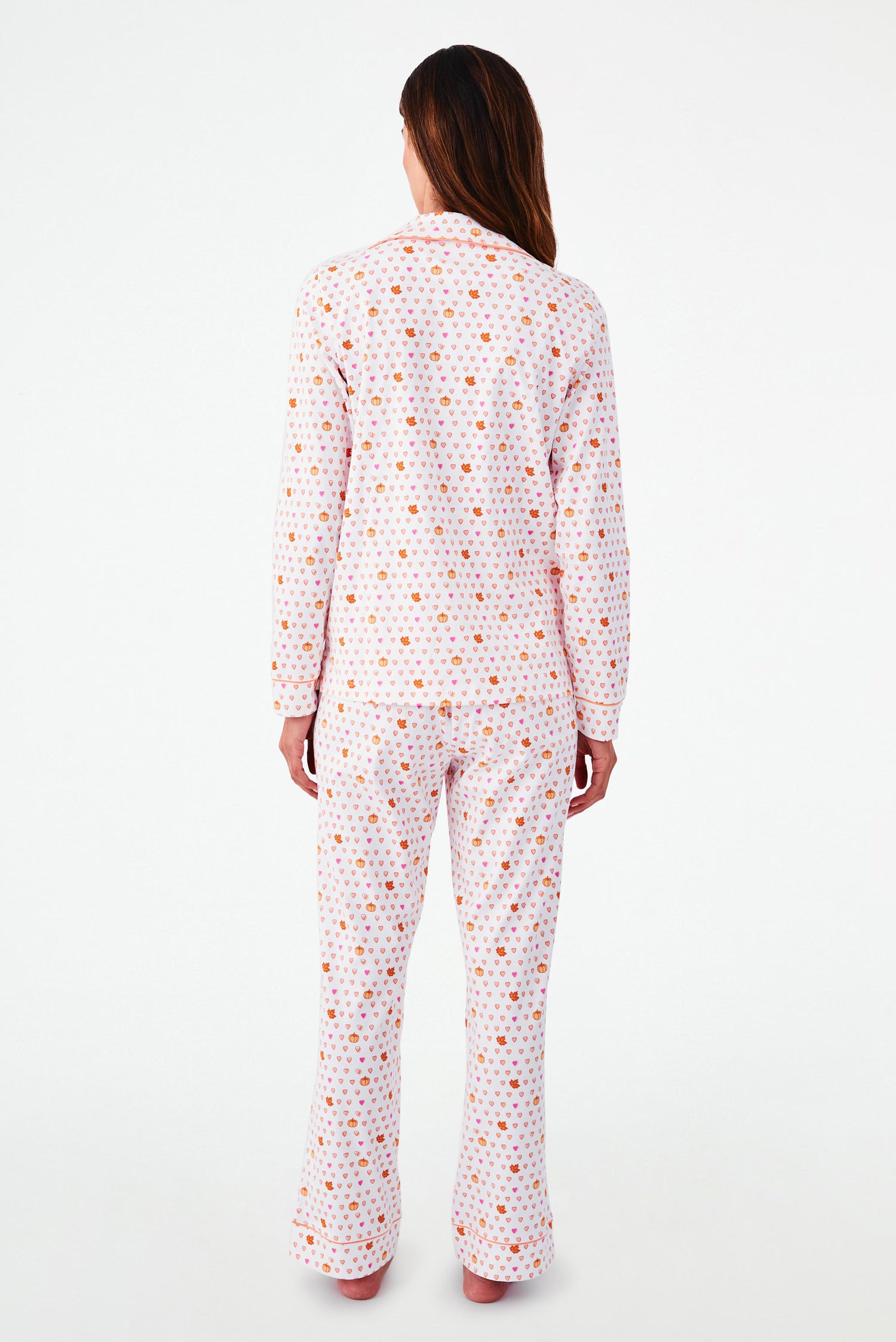 Roller Rabbit Autumn Hearts Long Sleeve Polo Pajamas