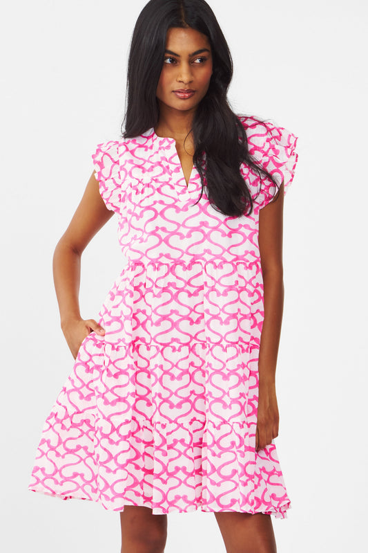 Womens Pink Printed Dress view 1
