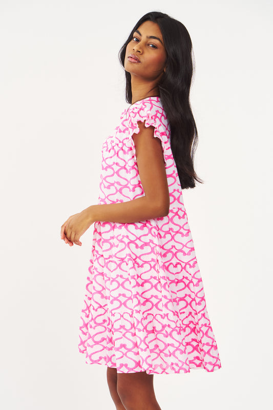 Womens Pink Printed Dress view 2