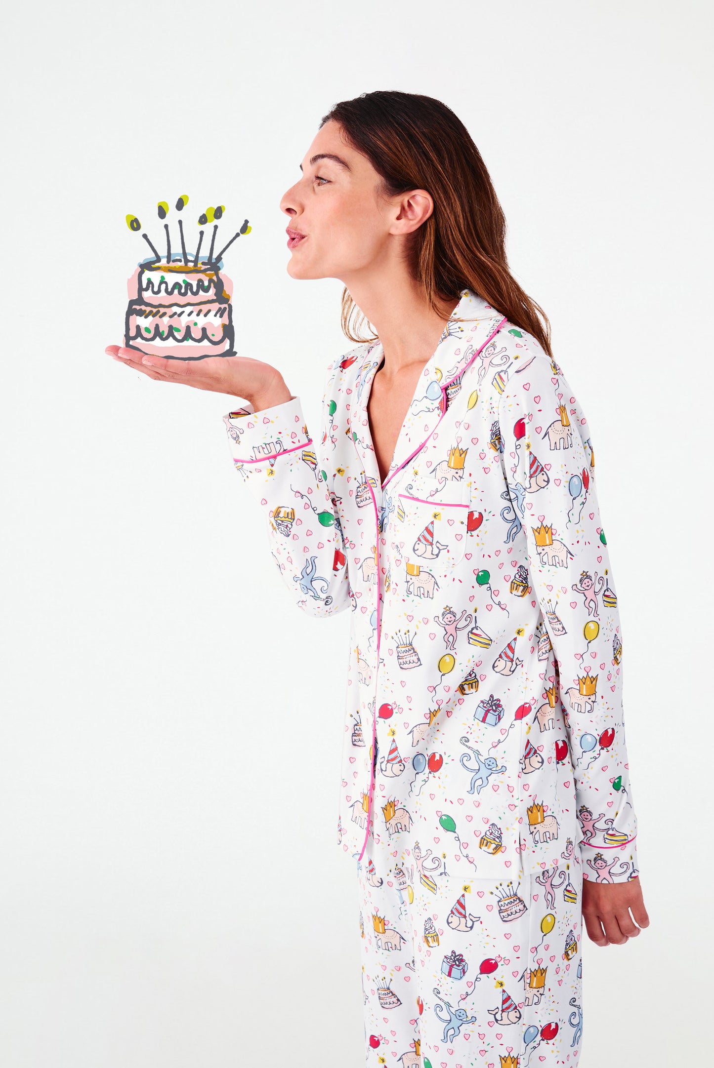 Roller Rabbit Birthday Bonanza Long Sleeve Polo Pajamas