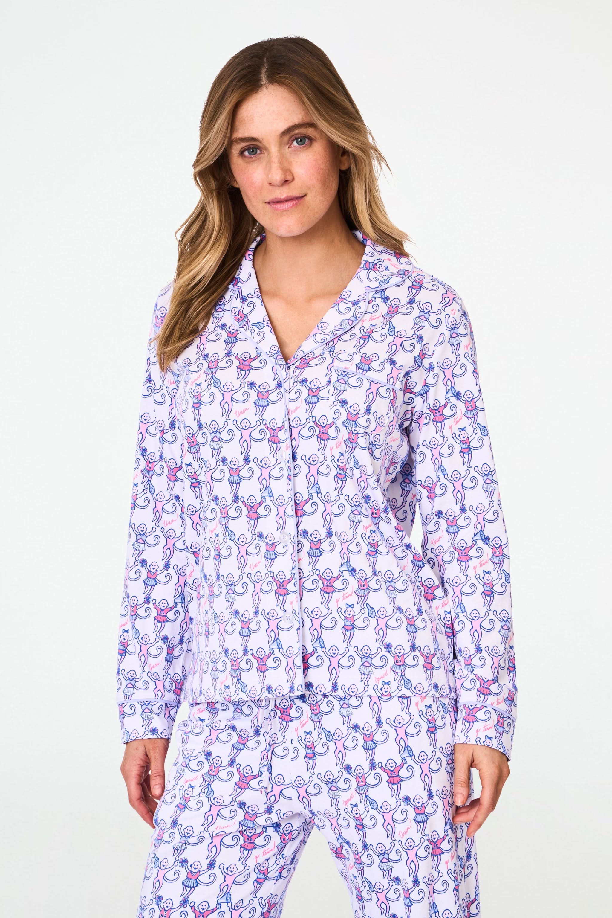 Cheer Monkey Long Sleeve Polo Pajamas – Roller Rabbit