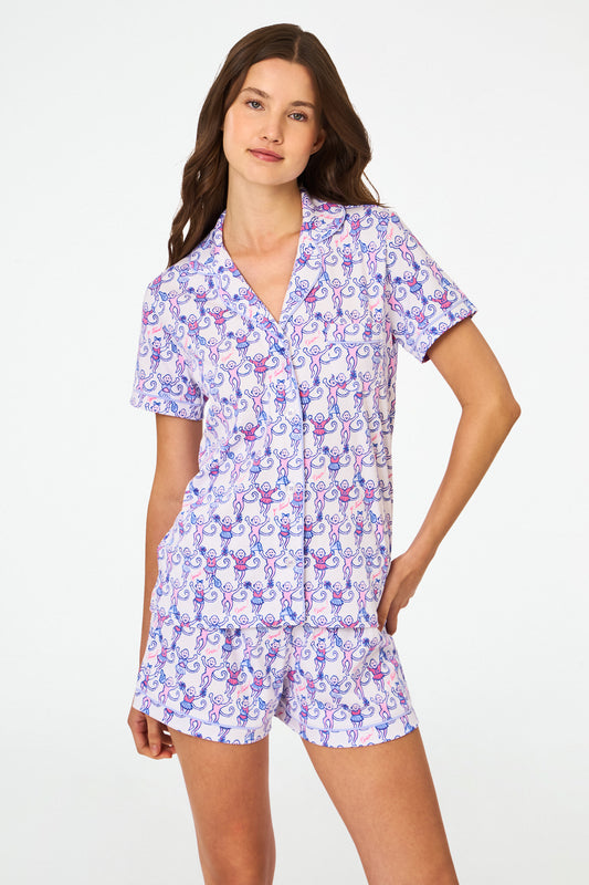 Roller Rabbit Berry Cheer Monkey Polo Pajamas view 1