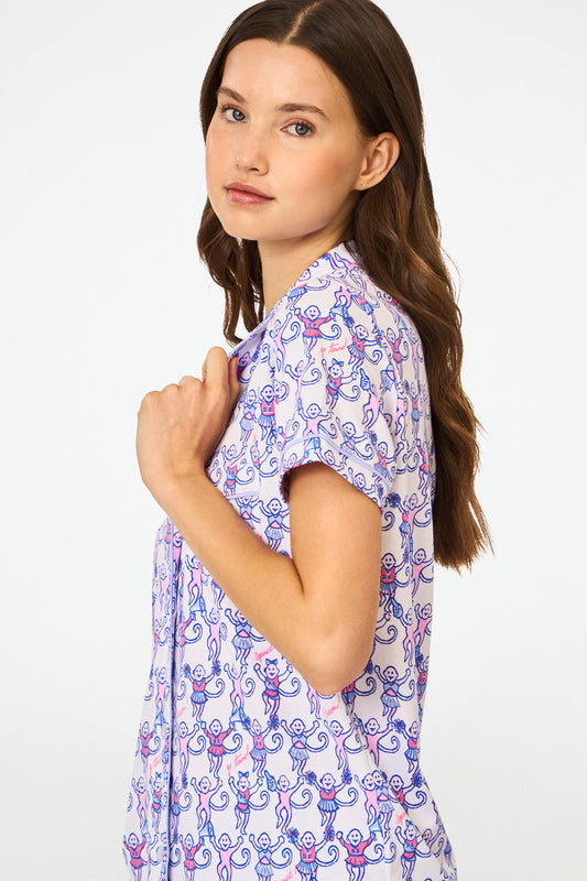 Roller Rabbit Berry Cheer Monkey Polo Pajamas view 2