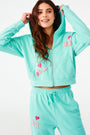 Roller Rabbit Aqua Varsity Cropped Zip Up