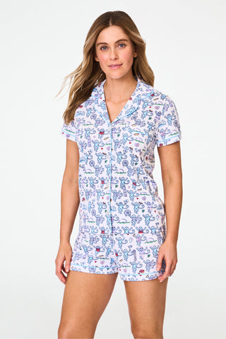 Roller Rabbit Chicago Blue Monkey Polo Pajamas