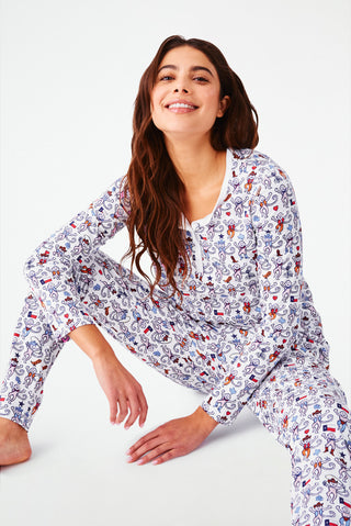 Roller Rabbit Pink Dallas Monkey Pajamas 