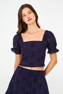 Roller Rabbit Navy Eyelet Kayla Top