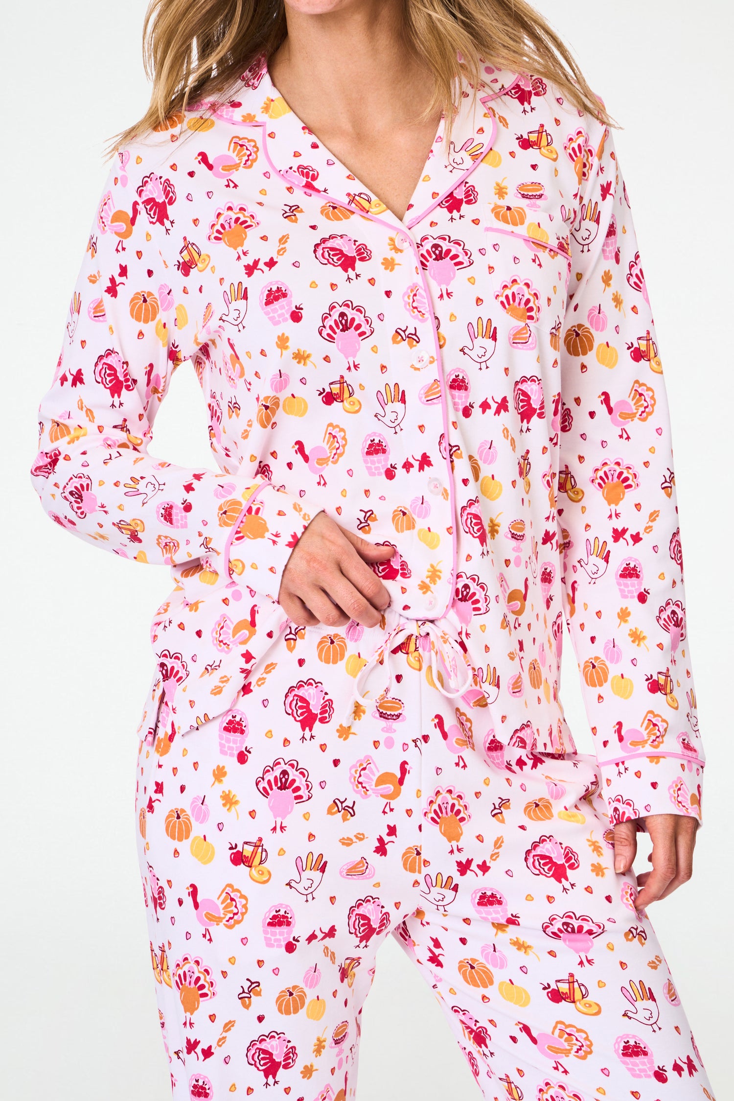 Roller Rabbit Orange Fall-A-Palooza Long Sleeve Polo Pajamas  view 2