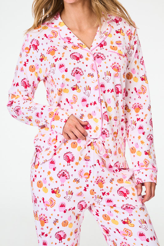 Roller Rabbit Orange Fall-A-Palooza Long Sleeve Polo Pajamas view 2