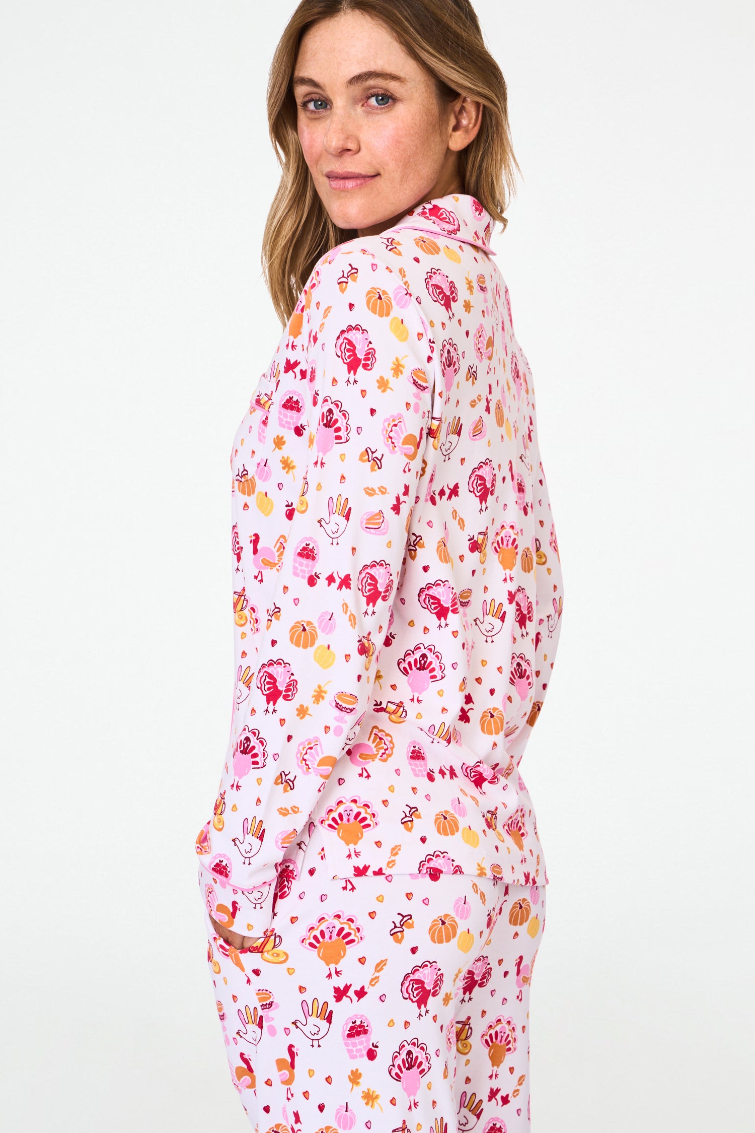 Roller Rabbit Orange Fall-A-Palooza Long Sleeve Polo Pajamas  view 5