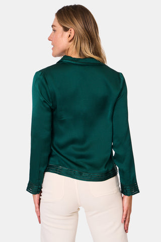 Roller Rabbit Green Feather Stitch Embroidery Marcy Top