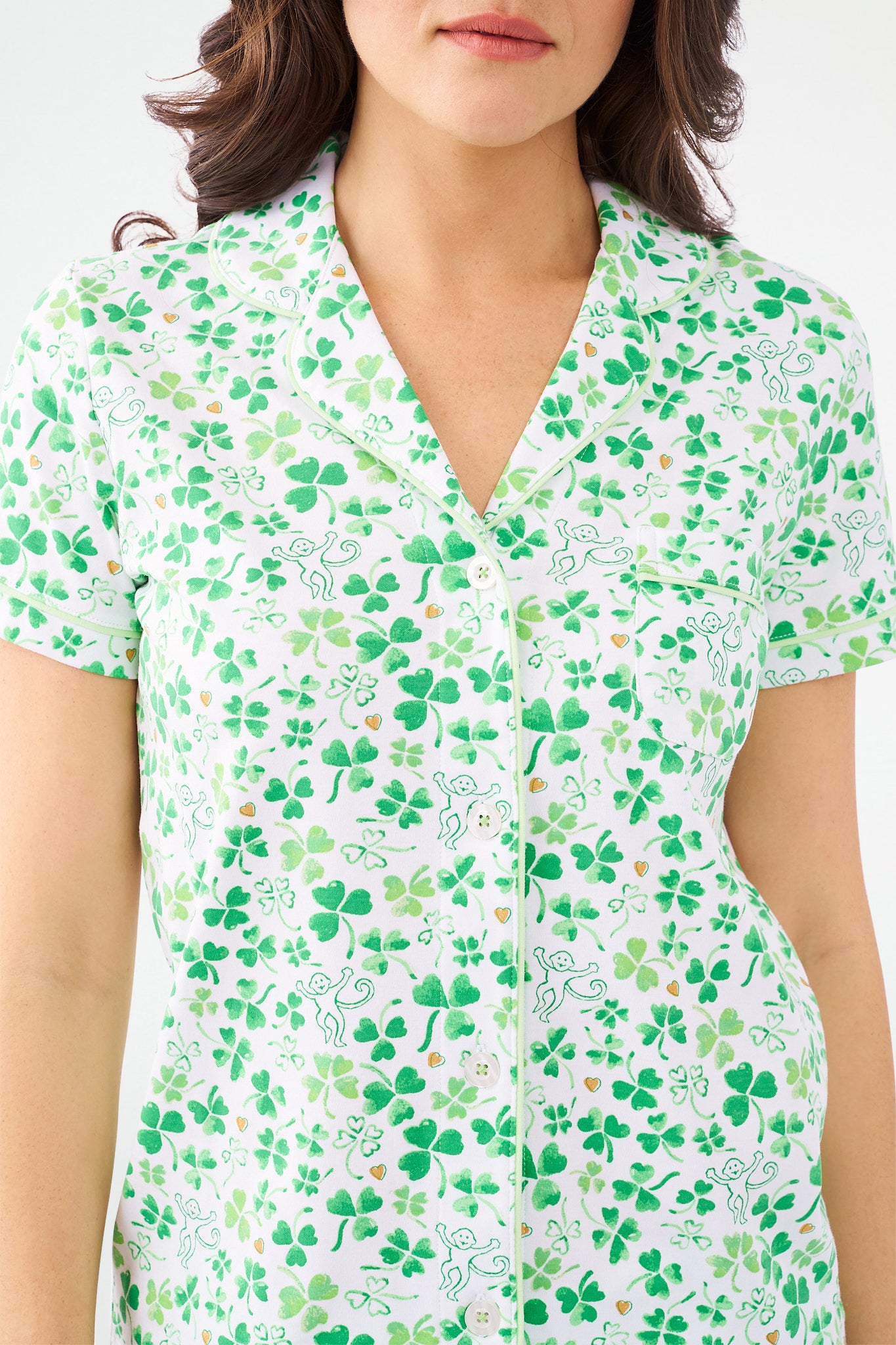 Roller Rabbit Painted Shamrock Polo Pajamas Green view 2