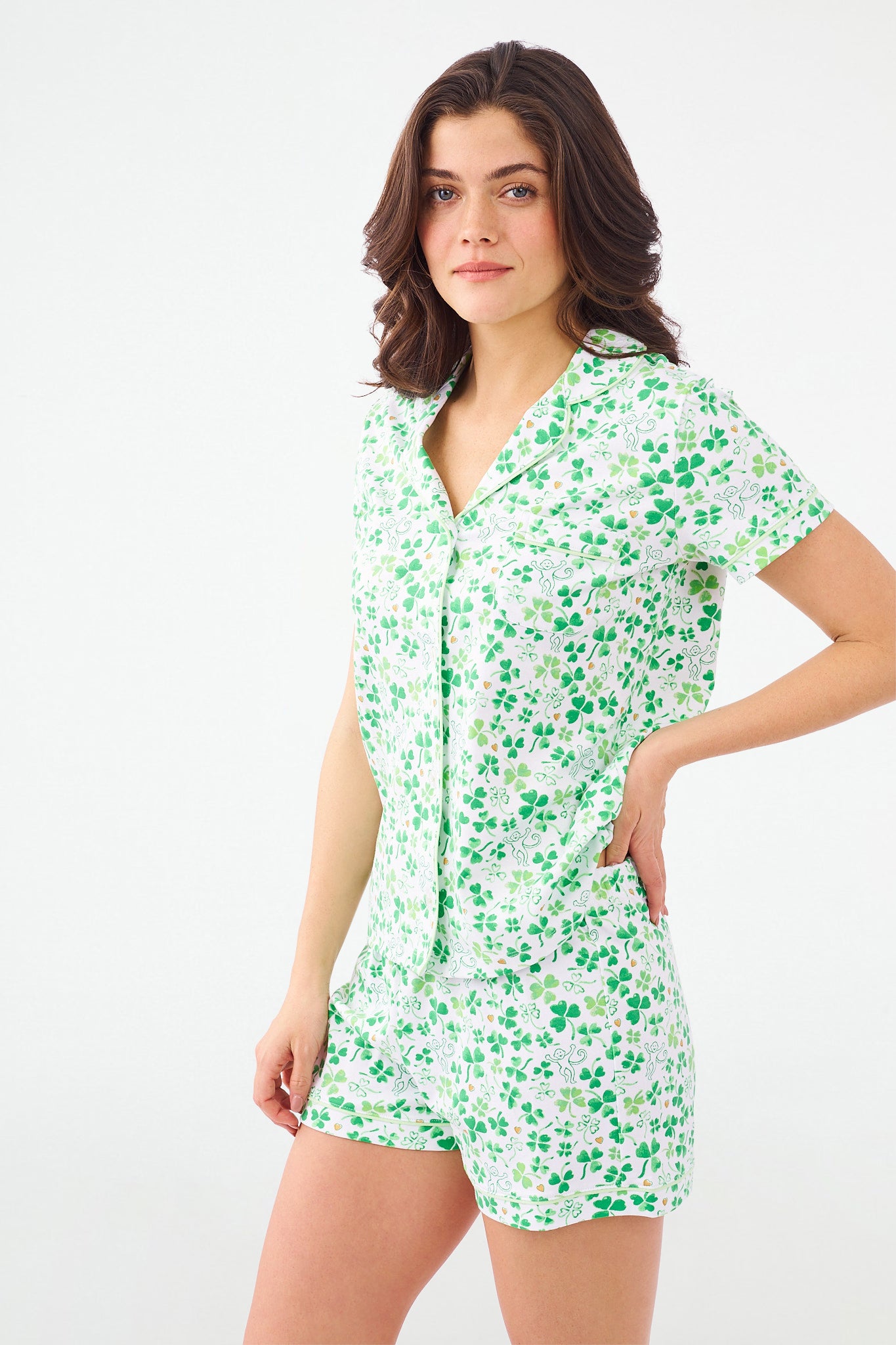 Roller Rabbit Painted Shamrock Polo Pajamas Green view 4