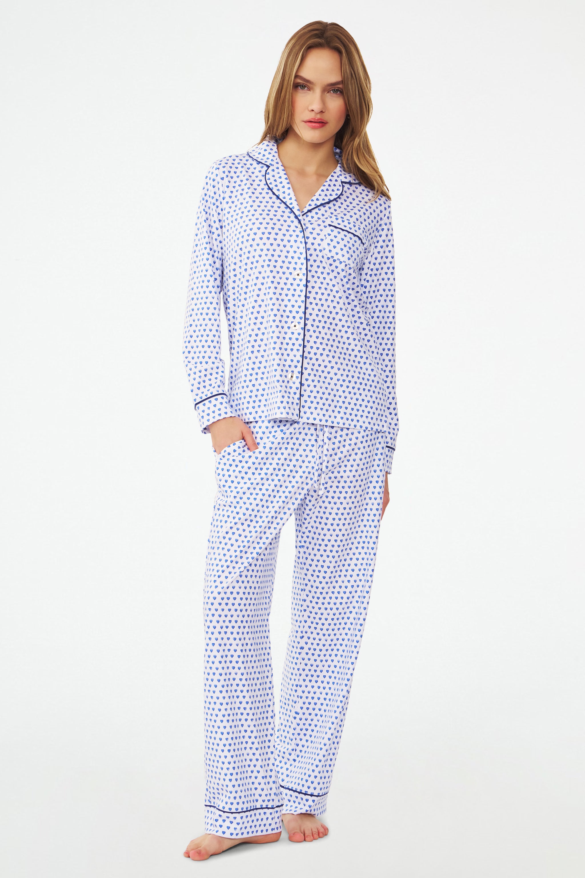 Hearts Long Sleeve Polo Pajamas Roller Rabbit - Main Image