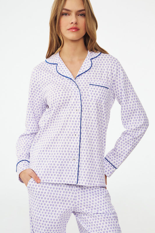 Hearts Long Sleeve Polo Pajamas view 2