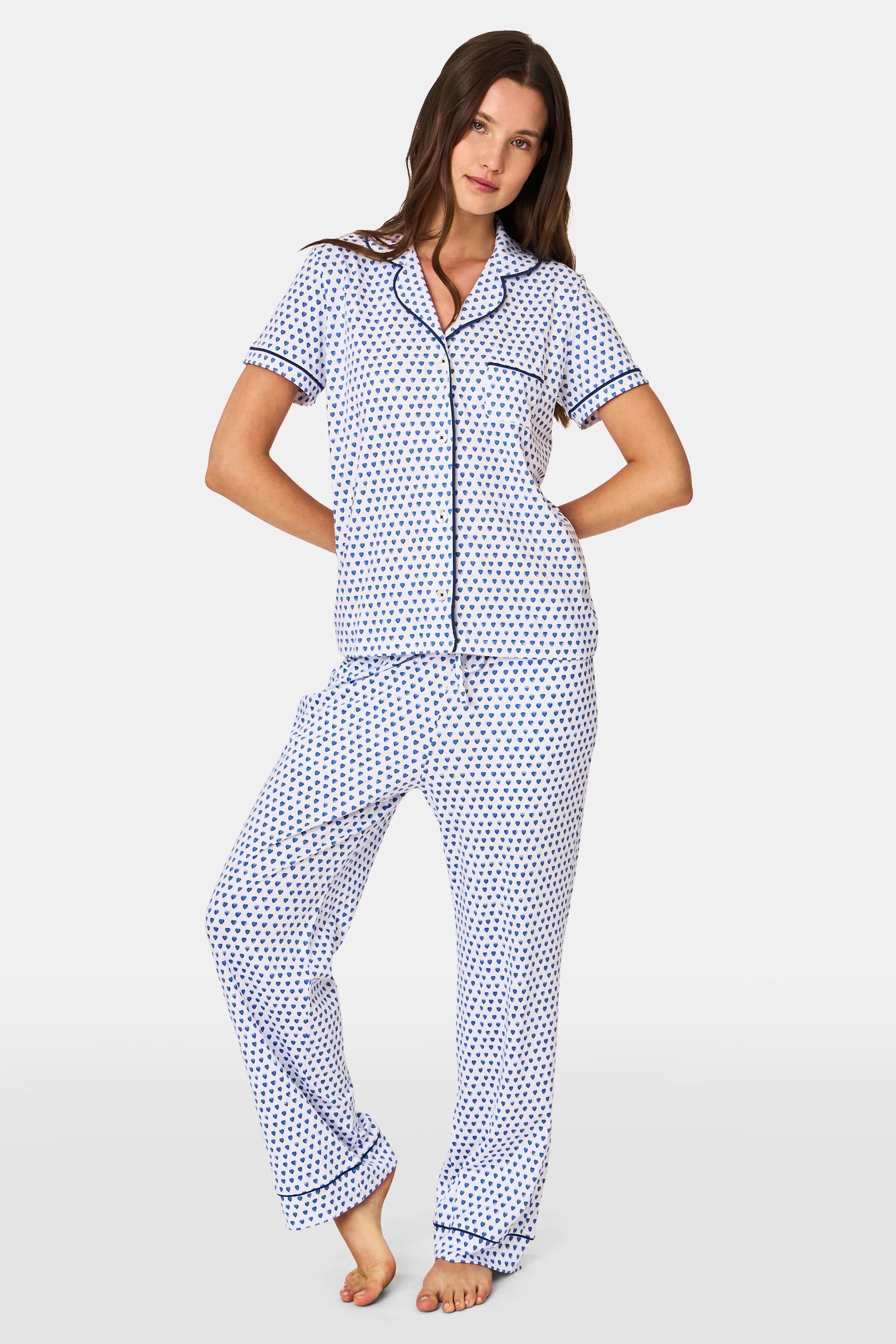 Roller Rabbit Womens Blue Hearts Fiora Pajamas