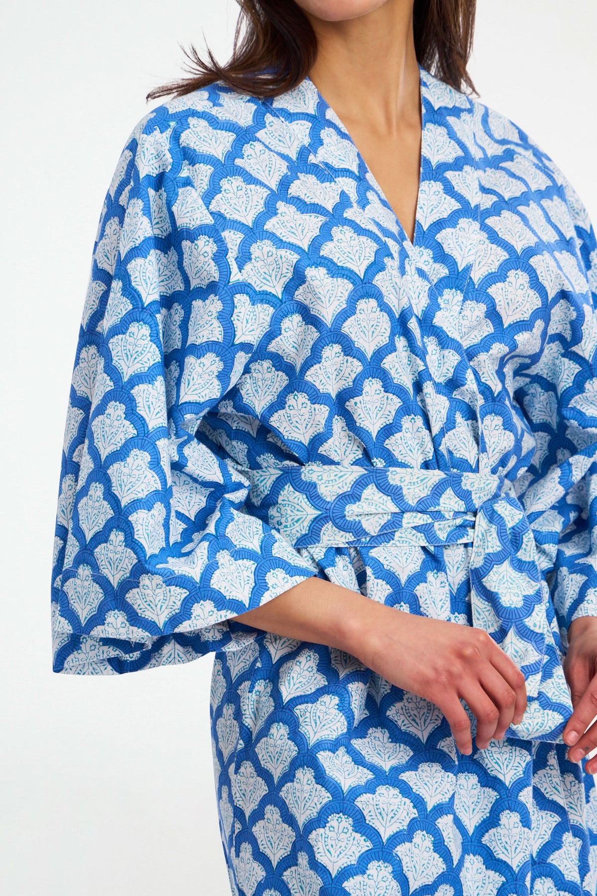 Roller Rabbit Jemina Short Kimono Robe, Blue, Women's
