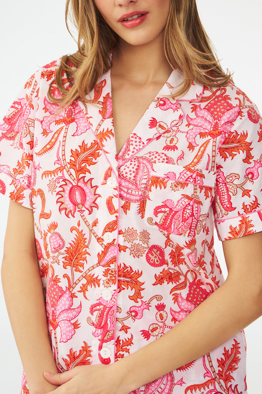 Pink and Orange Blockprinted PJ view 2