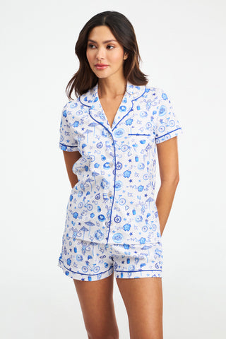 Roller Rabbit Blue Latte Lane Polo Pajamas