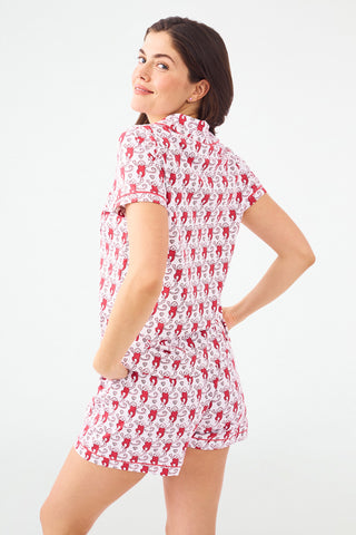 Roller Rabbit Lovely Monkey Polo Pajamas Crimson/Grey 