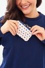 Roller Rabbit Hearts Coin Pouch Orange/Navy