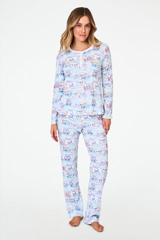 Roller Rabbit Blue Paris Monkey Pajamas