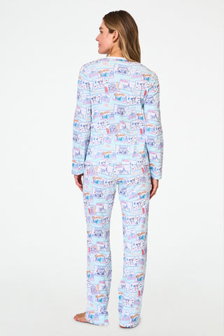 Roller Rabbit Blue Paris Monkey Pajamas