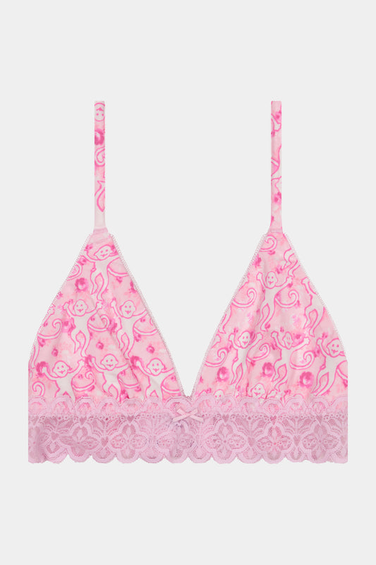 Roller Rabbit Pink Monkey Rosette Mercer Bralette