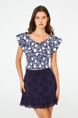 Roller Rabbit Navy Morris Floral Reese Top