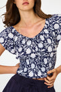 Roller Rabbit Navy Morris Floral Reese Top