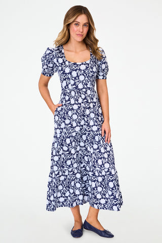 Roller Rabbit Navy Morris Floral Scarlett Dress