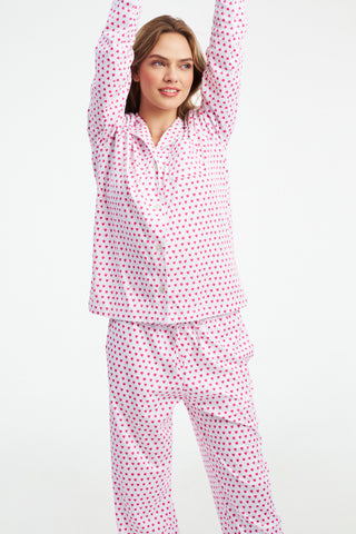 Hearts Long Sleeve Polo Pajamas