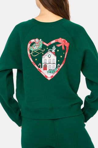 ROLLER RABBIT GREEN SNOW VILLAGE CREWNECK