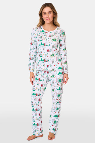 ROLLER RABBIT GREEN SNOW VILLAGE PAJAMAS