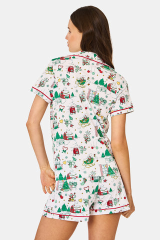 ROLLER RABBIT GREEN SNOW VILLAGE POLO PAJAMAS