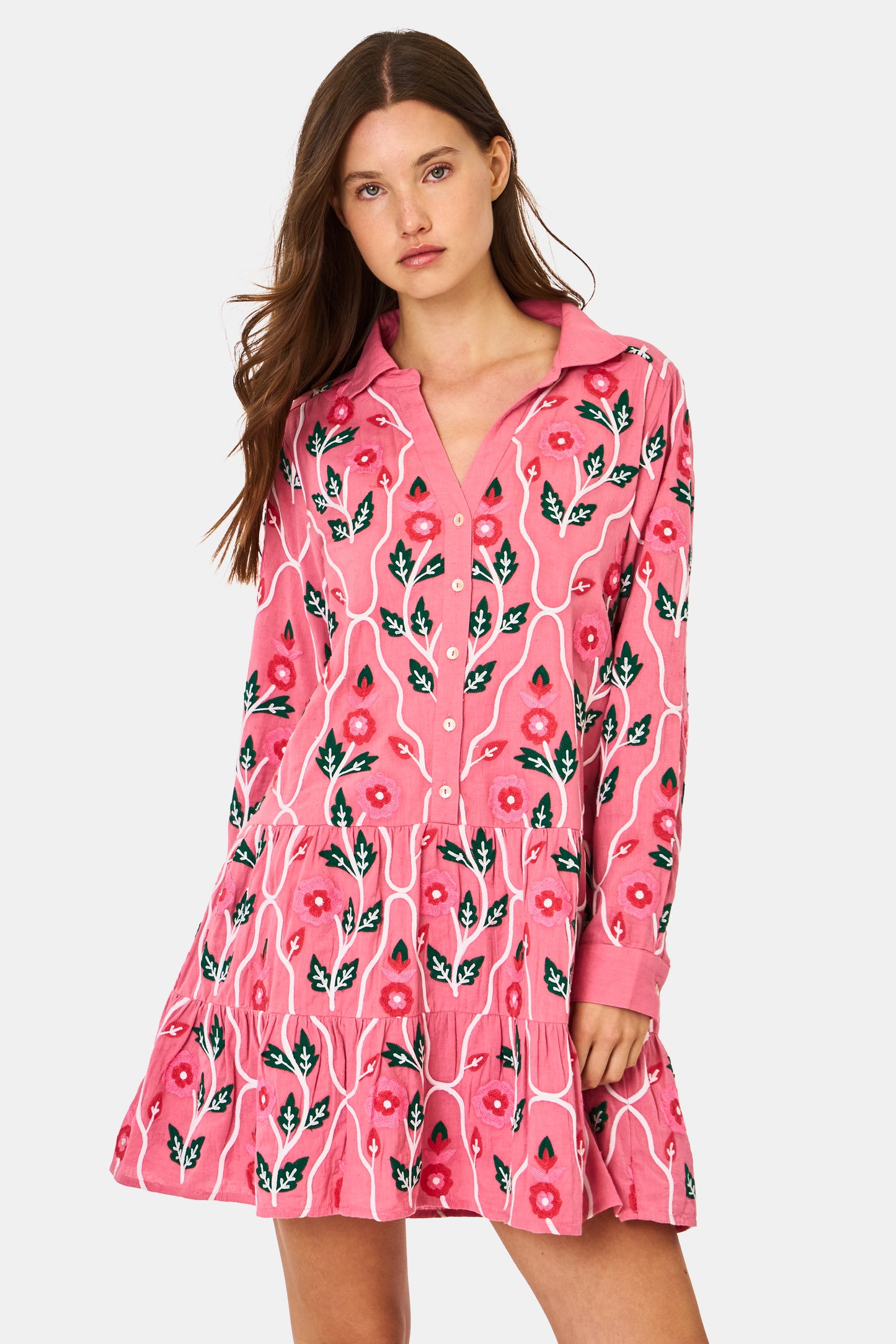 Roller Rabbit Pink Trellis Floral Embroidery Emory Dress view 6