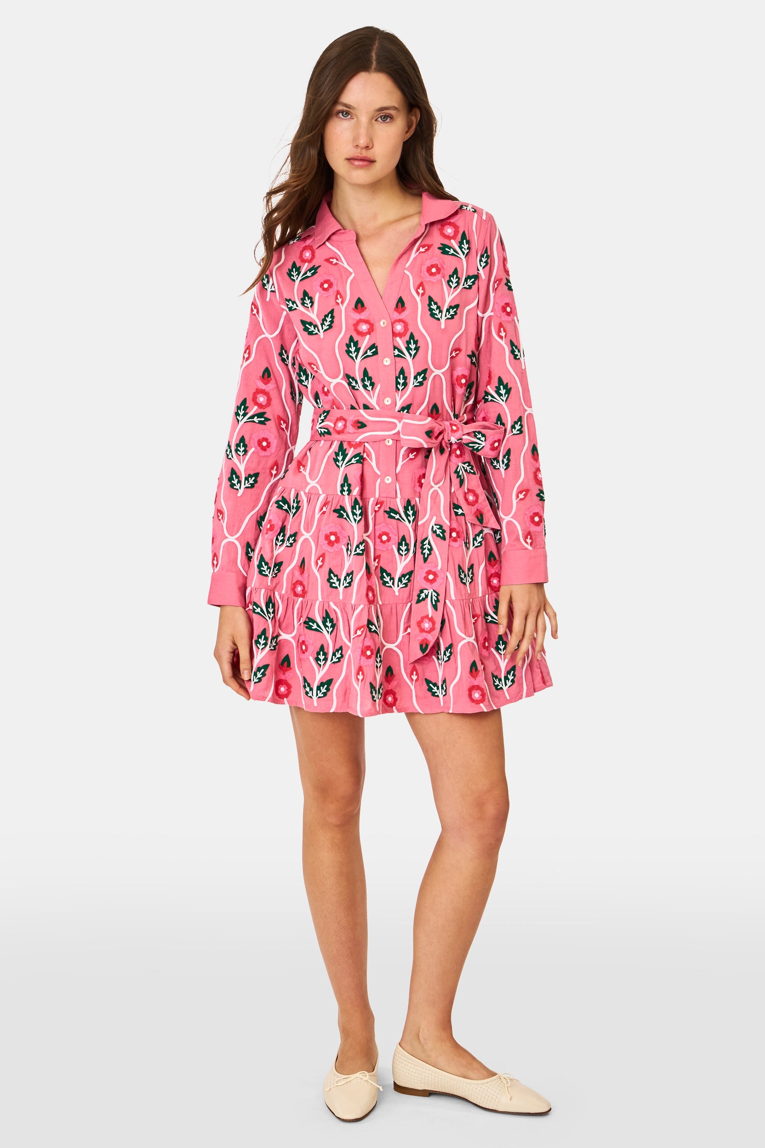 Roller Rabbit Pink Trellis Floral Embroidery Emory Dress  view 2