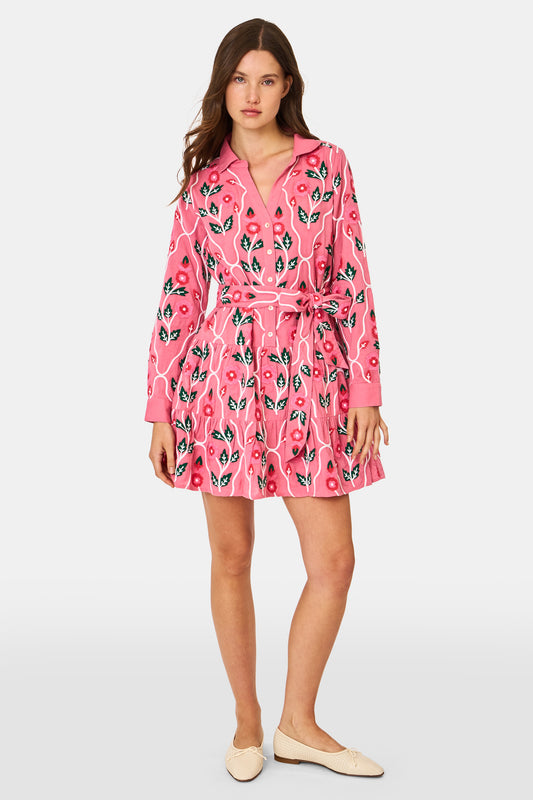 Roller Rabbit Pink Trellis Floral Embroidery Emory Dress view 2