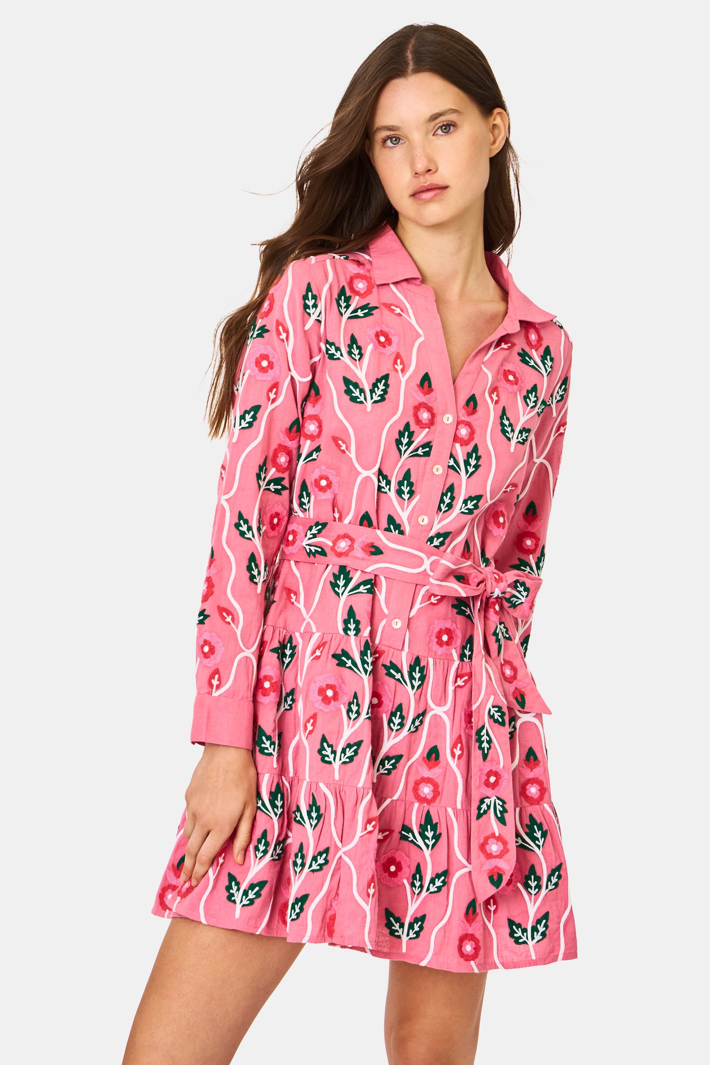 Roller Rabbit Pink Trellis Floral Embroidery Emory Dress view 3